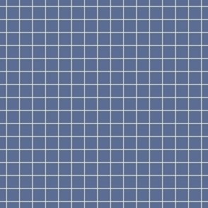 Modern Geometric Plaid Microgrid: Simple Thin Line Square Grid in White on Blue Nova