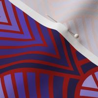 Art Deco fan - Blue gradient and red medium scale print