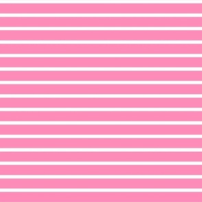 Pink Stripes (Horizontal) in Bright Candy Pink and White - Medium - Tropical Pink, Dream House, Hot Pink Stripes