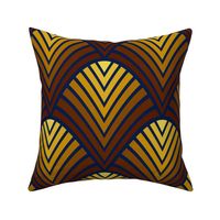 Art Deco fan - Gold gradient and blue large scale print