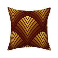 Art Deco fan - Gold gradient and red large scale print