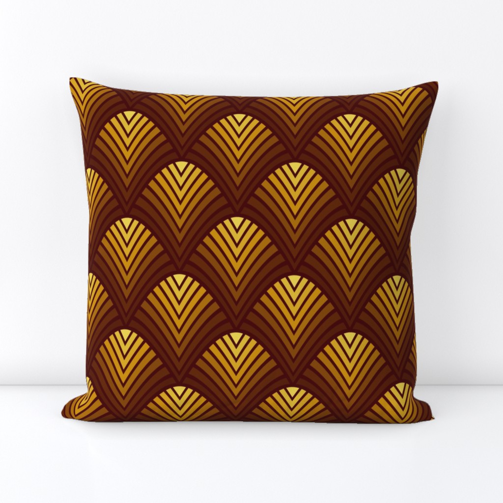 Art Deco fan - Gold gradient and red medium scale print