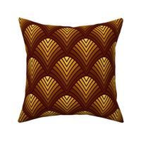 Art Deco fan - Gold gradient and red medium scale print