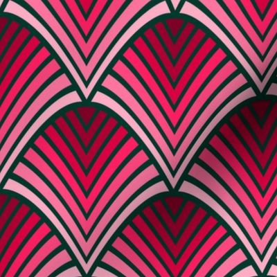 Art Deco fan - Rose gradient and green medium scale print