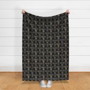 Large Black Gray and Gold Grunge Weave