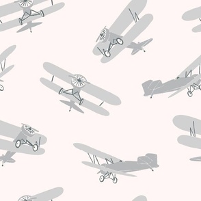 Vintage Airplanes in Light Gray (Jumbo)