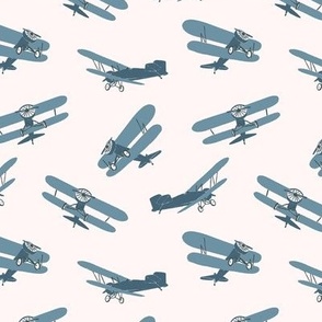 Vintage Airplanes in Midnight Blue