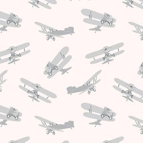 Vintage Airplanes in Light Gray 