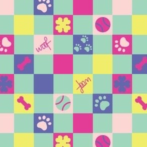 dog checkerboard mint and pink