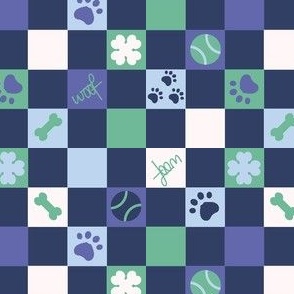 dog checkerboard navy