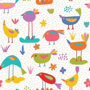 Colorful Nursery - Playful Birds ,24-inch repeat