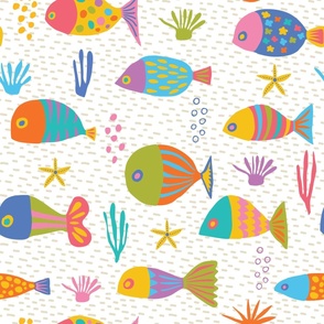 Colorful Nursery - Playful Fish ,24-inch repeat