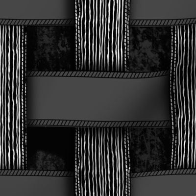 Large Grunge Gothic Stripe Weave Black and Gray large
