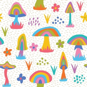 Colorful Nursery - Playful Mushrooms ,24-inch repeat