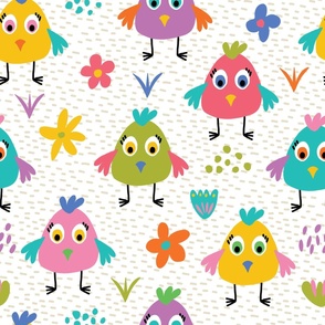 Colorful Nursery - Cute Chicks, 24-inch repeat