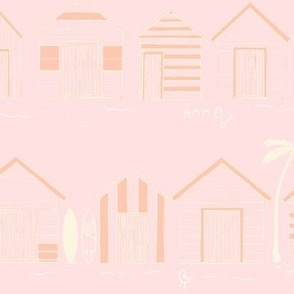 L Brighton Beach Huts, Peach Pink Coastal Beach House