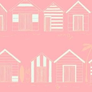 L Brighton Beach Huts, Peach Pink Coastal Beach House