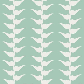 Heliconia Minimalist Silhouette - Pastel Aqua Mint Green and Off White - LARGE