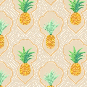 Tropical Pineapples Watercolor Moroccan | Cream 10.5x10.5 