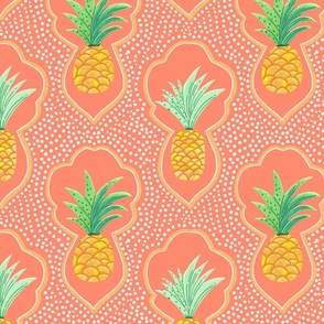 Tropical Pineapples Watercolor Moroccan | Peach Fuzz 10.5x10.5