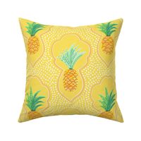 Tropical Pineapples Watercolor Moroccan | Yellow 10.5x10.5