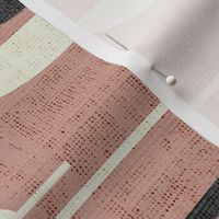 Bauhaus Cranes- Minimalist Abstract Geometric- Warm Neutrals- Pink Clay Ivory Black- Large Scale