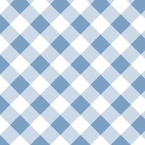 (L) diagonal gingham in blue Large scale