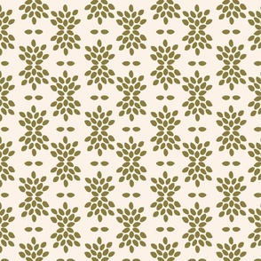 Leaf burst –  olive green and cream          //    Small  scale