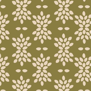 Leaf burst –  olive green and cream          // Big scale