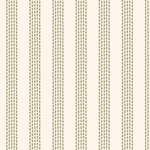 Dotted wide stripes –  olive green and  cream           // Small  scale