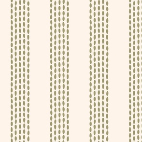 Dotted wide stripes –  olive green and  cream           // Big scale