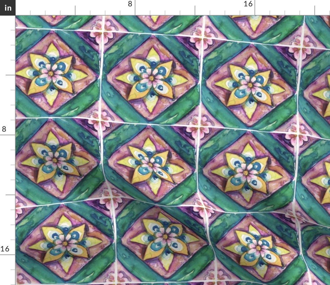 Colorful faux tile