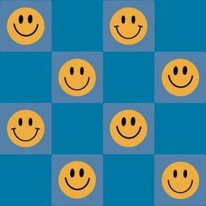Smiley faces (blue checkerboard)