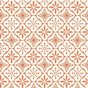 (S)Coral Rose Red Ornamental Moroccan Tiles, Small Scale