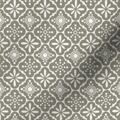 (S)Middle Grey Ornamental Moroccan Tiles, Small Scale