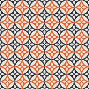 Geometric Navy Orange Weave