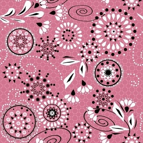 pink pattern retro abstract flowers sixties