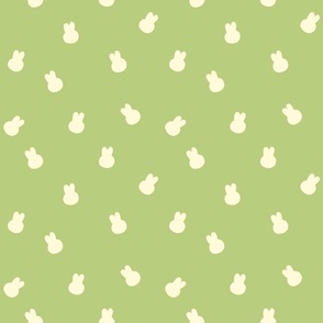 Cute Kawaii Playful Bunny Rabbit for Easter on Light Green