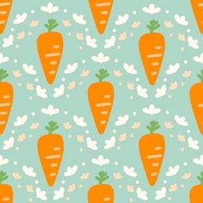 Spring Easter theme - Cute Kawaii Playful Carrots on Mint