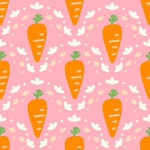 Spring Easter theme - Cute Kawaii Playful Carrots on Pink