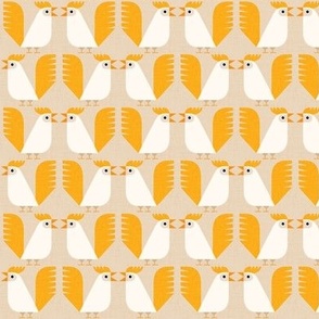 roosters in yellow and white on beige - small