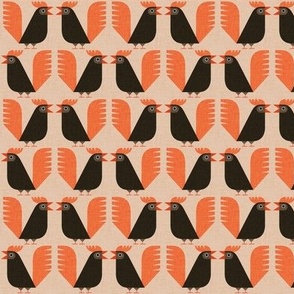 roosters in black and peach on beige - small