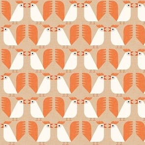 roosters in white and peach on beige - small