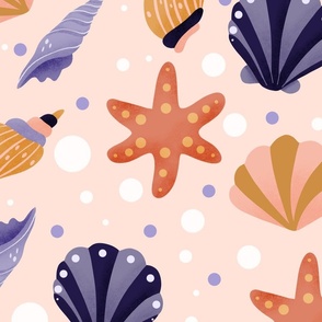Seashells and starfish , a trip to the beach (Large scale)