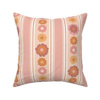 Large Soft Feminine Floral Petals and Stripes Pink Peach Cream