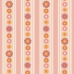 Large Soft Feminine Floral Petals and Stripes Pink Peach Cream