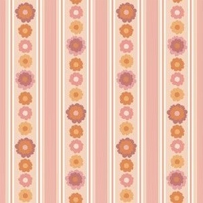 Small Soft Feminine Floral Petals and Stripes Pink Peach Cream