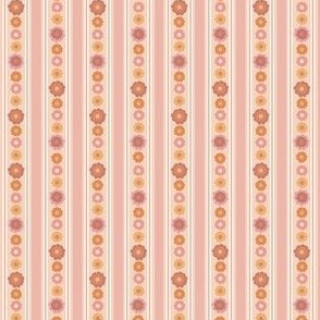 Mini Soft Feminine Floral Petals and Stripes Pink Peach Cream