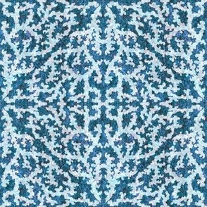 (M) Diamond shaped coral design in glimmering blue 