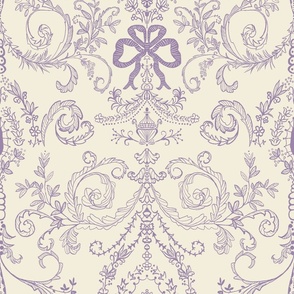 French Chateau lavender on cream large scale
